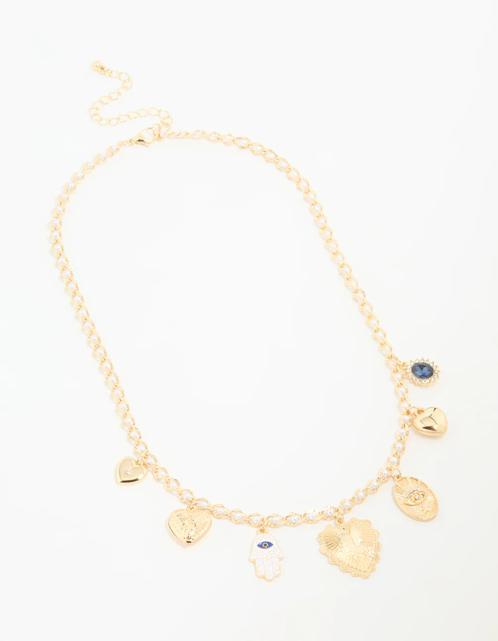 Evil Eye & Heart Charm Necklace