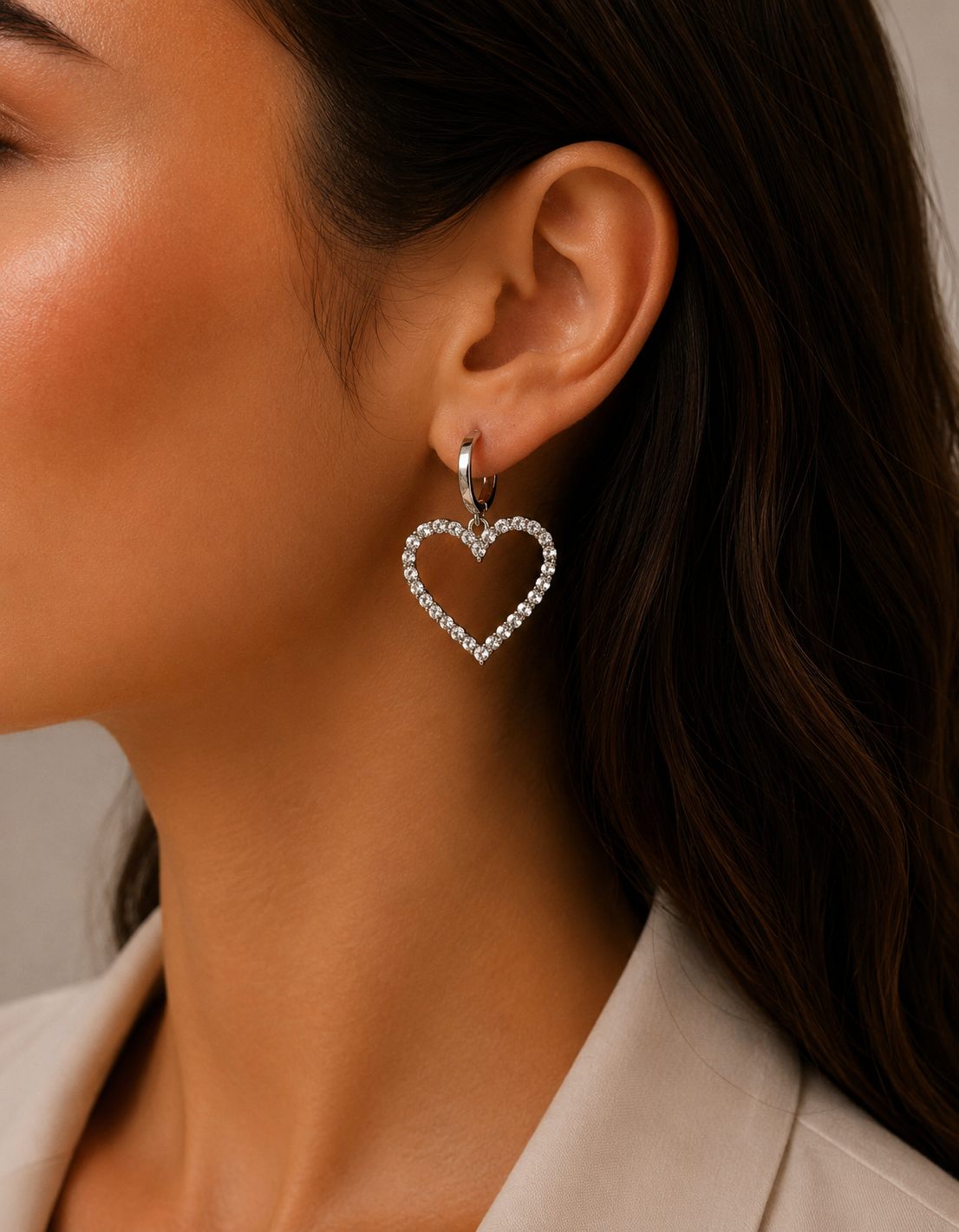 Diamond Heart Earrings