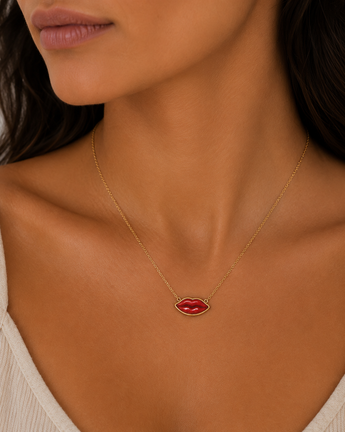 Red Lips Necklace