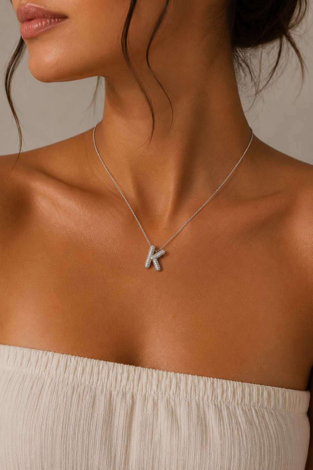 Bubble Strass Monograms  Necklace