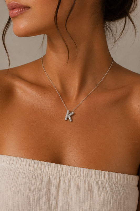 Bubble Strass Monograms  Necklace