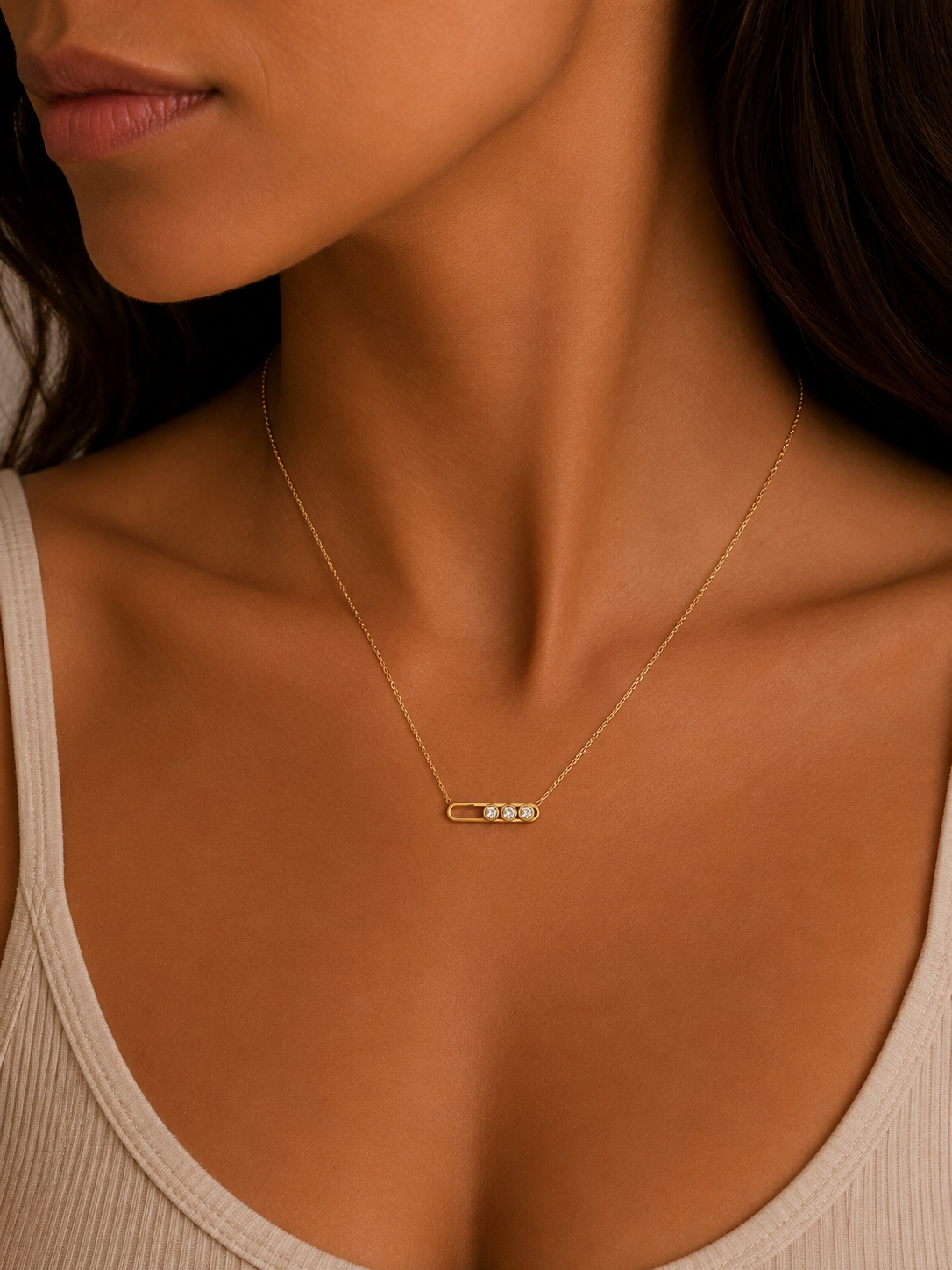 Aniela Thin/Three Zircon Necklace