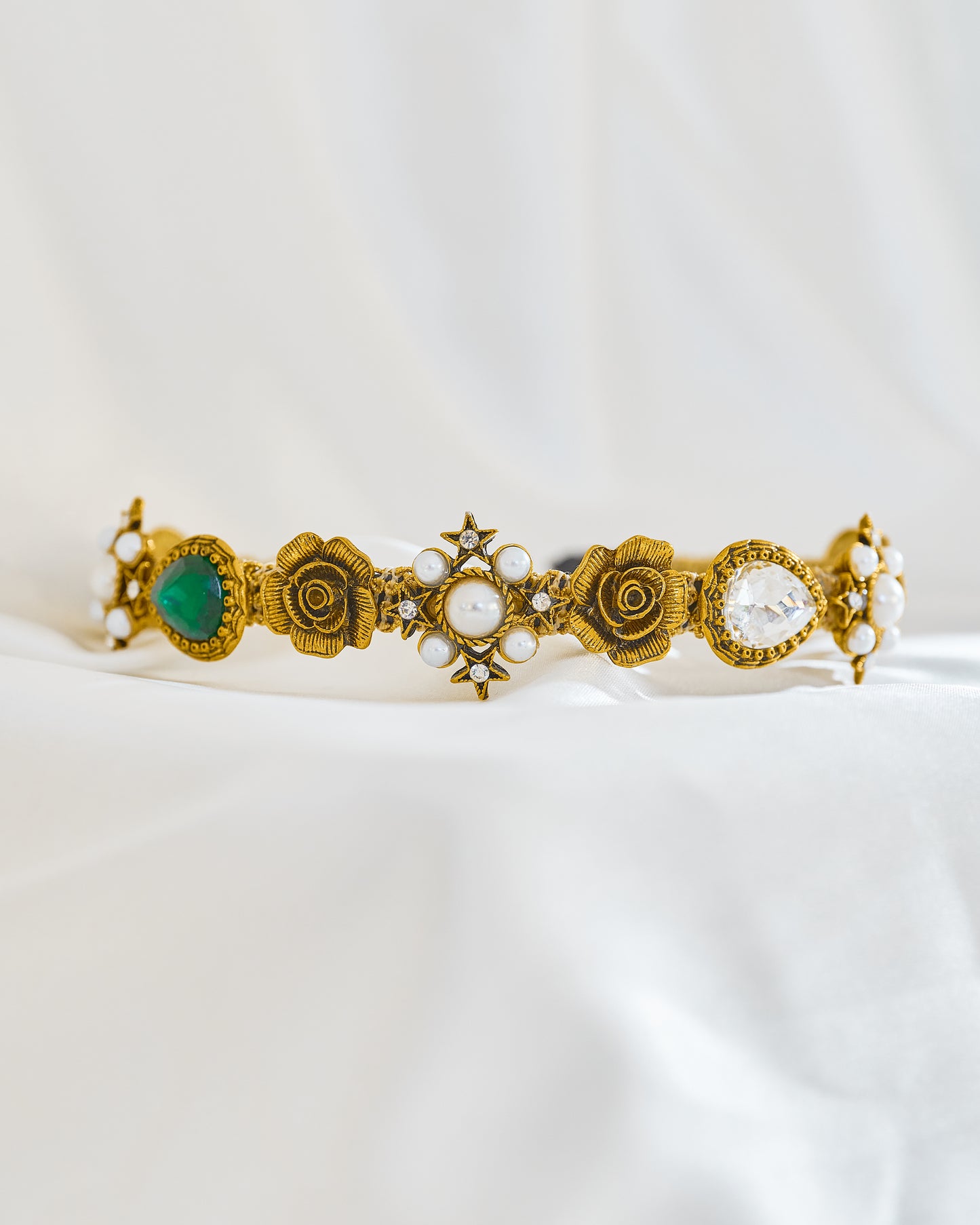 Goldness Green/White/Blue Stone Headband