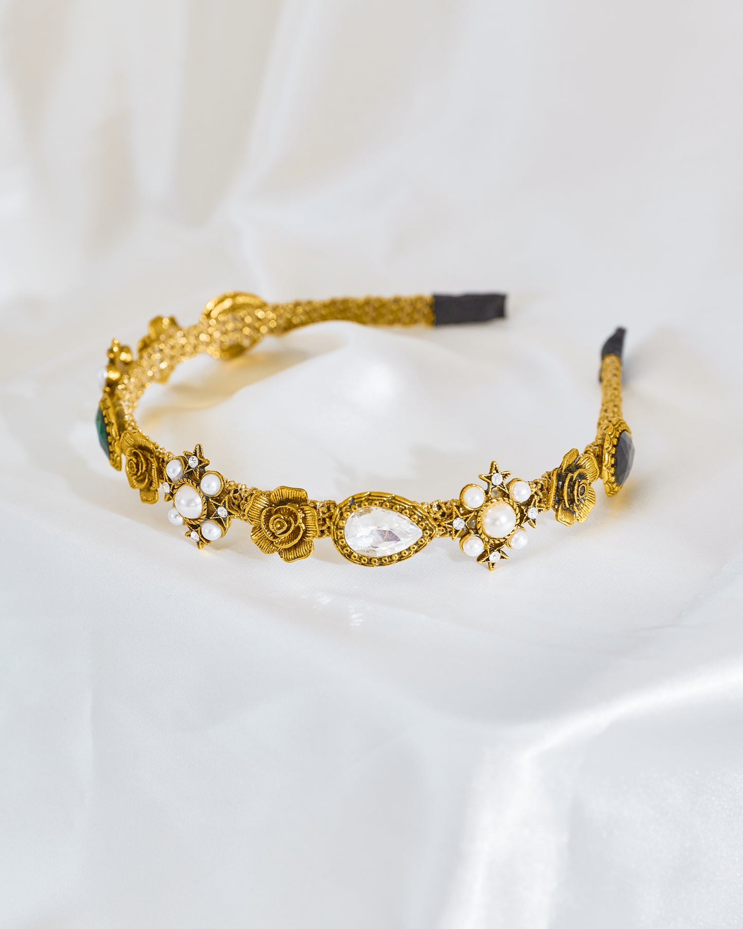 Goldness Green/White/Blue Stone Headband